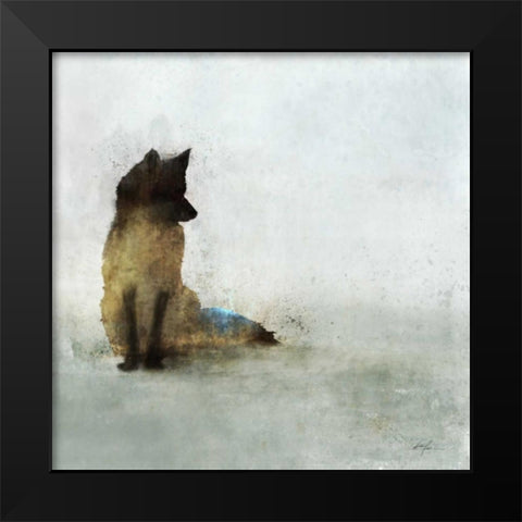 Friendly Fox Black Modern Wood Framed Art Print by Roko, Ken