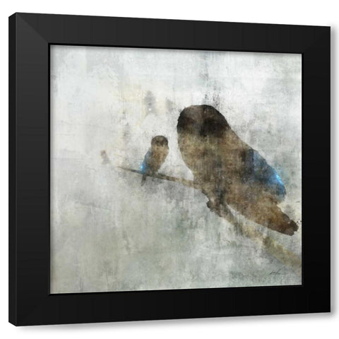 Mama Owl and Baby Black Modern Wood Framed Art Print by Roko, Ken