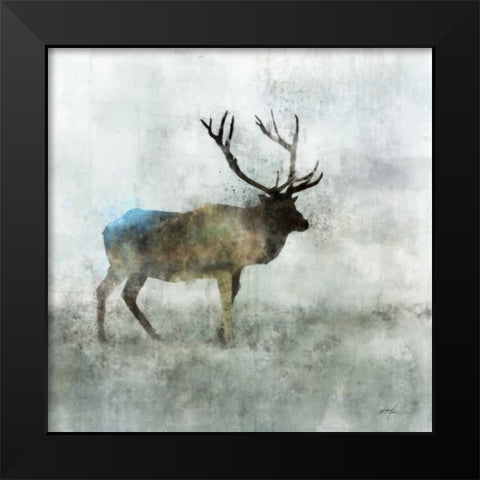 Solo Stag Black Modern Wood Framed Art Print by Roko, Ken