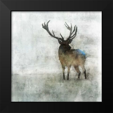 Silent Stag Black Modern Wood Framed Art Print by Roko, Ken