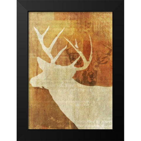 Whitetail Deer Black Modern Wood Framed Art Print by Roko, Ken
