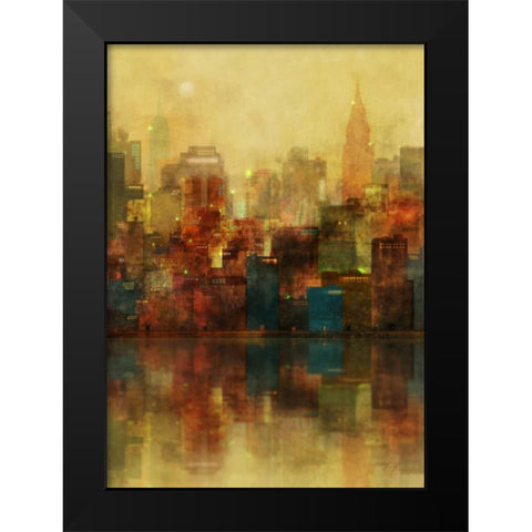 New York Sunshine Black Modern Wood Framed Art Print by Roko, Ken
