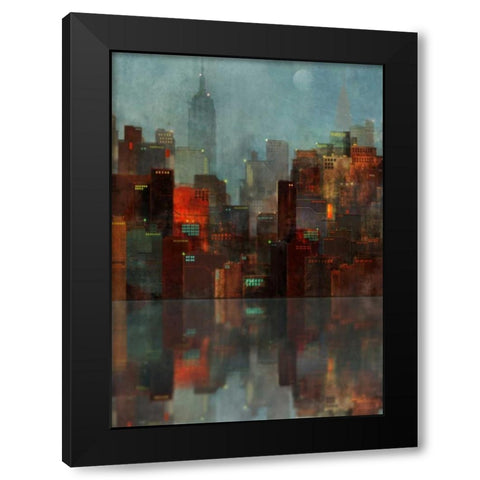Blue New York Black Modern Wood Framed Art Print with Double Matting by Roko, Ken