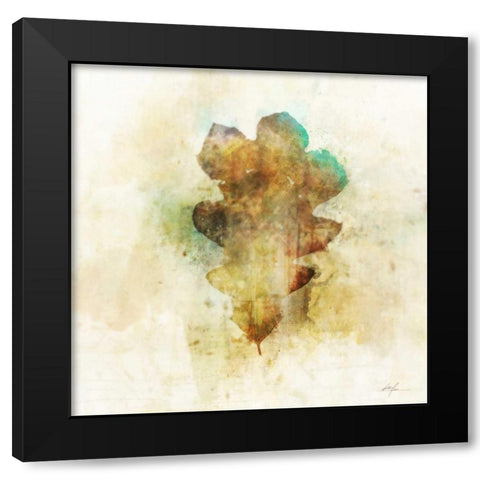 Falling Oak Leaf Black Modern Wood Framed Art Print with Double Matting by Roko, Ken