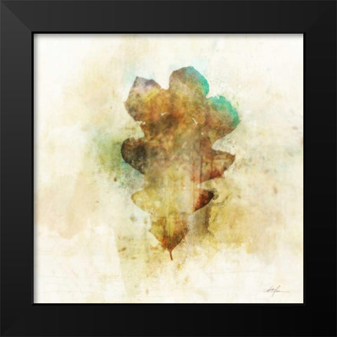 Falling Oak Leaf Black Modern Wood Framed Art Print by Roko, Ken