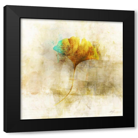 Falling Ginko Leaf Black Modern Wood Framed Art Print by Roko, Ken