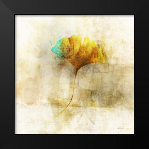Falling Ginko Leaf Black Modern Wood Framed Art Print by Roko, Ken