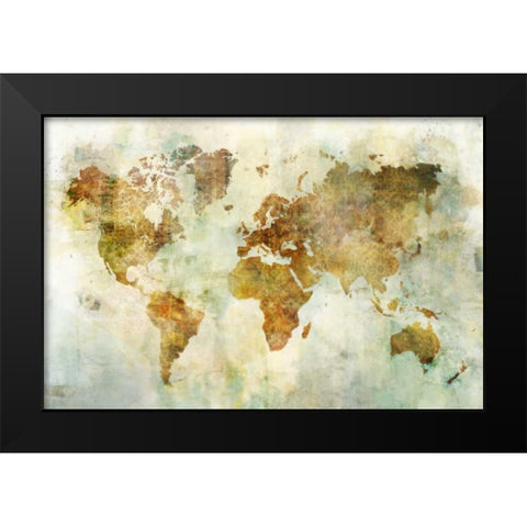 Global Patterned Map Black Modern Wood Framed Art Print by Roko, Ken