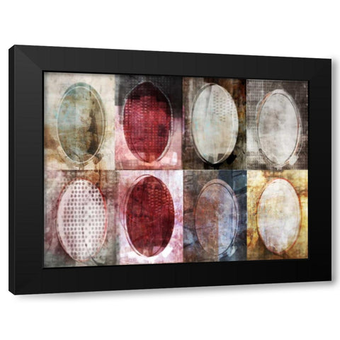 Oval Gridlock Black Modern Wood Framed Art Print by Roko, Ken
