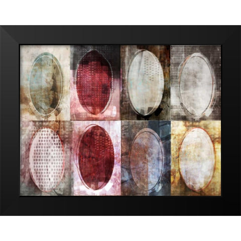 Oval Gridlock Black Modern Wood Framed Art Print by Roko, Ken