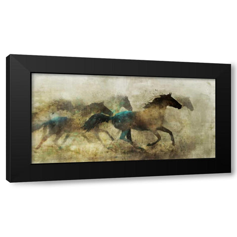 Horses, Wild And Free Black Modern Wood Framed Art Print by Roko, Ken