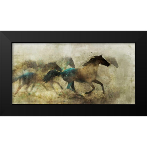 Horses, Wild And Free Black Modern Wood Framed Art Print by Roko, Ken