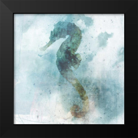 Coatal Mist Seahorse Black Modern Wood Framed Art Print by Roko, Ken