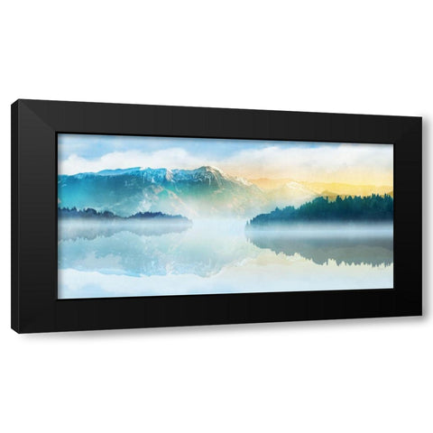 Mountain Lake Black Modern Wood Framed Art Print by Roko, Ken