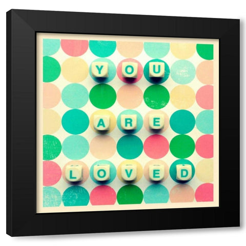 You Are Loved Game Pieces Black Modern Wood Framed Art Print by Dvorak, Vicki