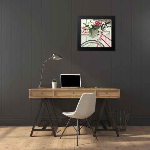 Basket Of Tulips Black Modern Wood Framed Art Print by Dvorak, Vicki