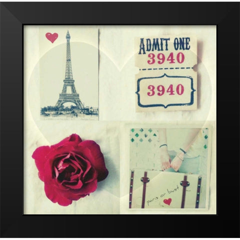 Paris Collage Black Modern Wood Framed Art Print by Dvorak, Vicki