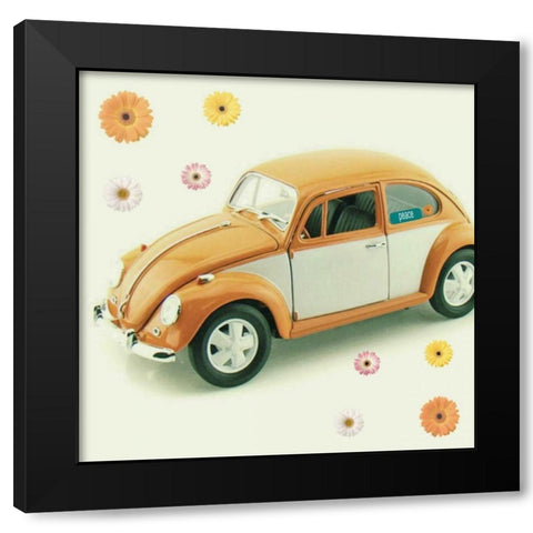 Orange Daisies Black Modern Wood Framed Art Print by Dvorak, Vicki