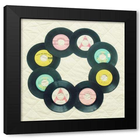 Circle of Records Black Modern Wood Framed Art Print with Double Matting by Dvorak, Vicki