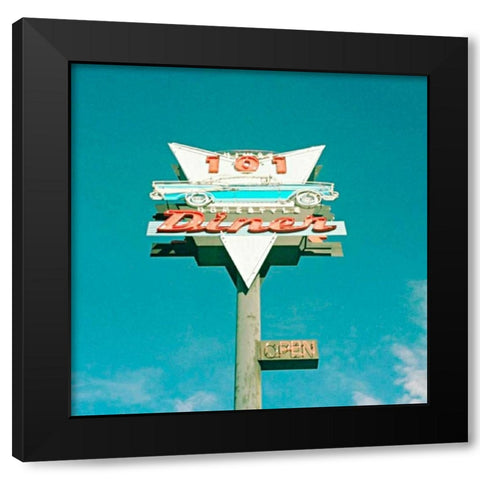 101 Diner Black Modern Wood Framed Art Print by Dvorak, Vicki