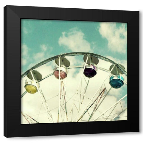Retro Farris Wheel Black Modern Wood Framed Art Print by Dvorak, Vicki