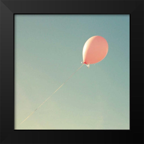 Pink Balloon Black Modern Wood Framed Art Print by Dvorak, Vicki