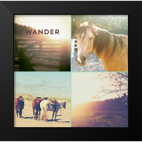 Horses And Sunburst WANDER Black Modern Wood Framed Art Print by Dvorak, Vicki