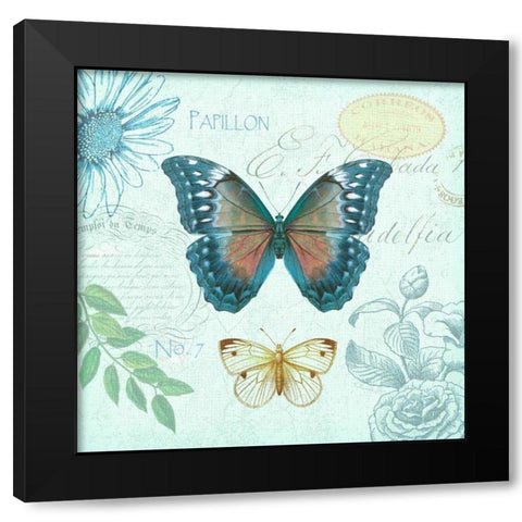 Butterflies and Botanical 1 Black Modern Wood Framed Art Print with Double Matting by James, Christopher