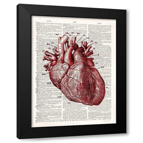 Vintage Anatomy Heart Black Modern Wood Framed Art Print by James, Christopher