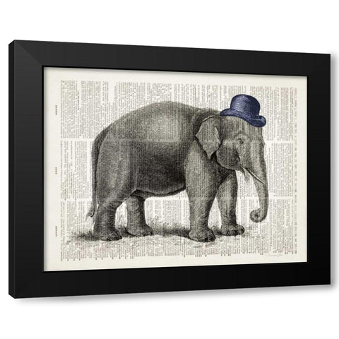 Elephant In A Bowler Black Modern Wood Framed Art Print by James, Christopher