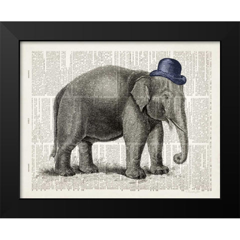 Elephant In A Bowler Black Modern Wood Framed Art Print by James, Christopher