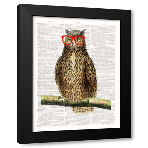 Studious Owl Black Modern Wood Framed Art Print by James, Christopher