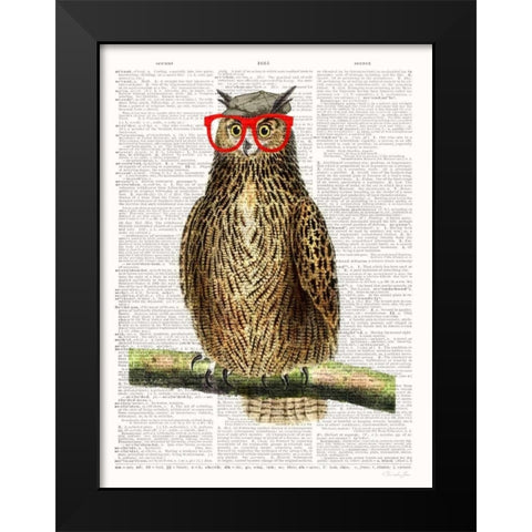 Studious Owl Black Modern Wood Framed Art Print by James, Christopher
