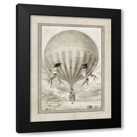 Balloon Over The Countryside Black Modern Wood Framed Art Print with Double Matting by James, Christopher