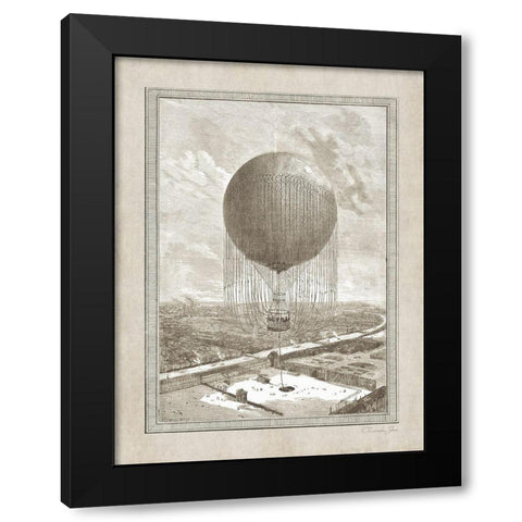 Balloon Over The Seine Black Modern Wood Framed Art Print with Double Matting by James, Christopher