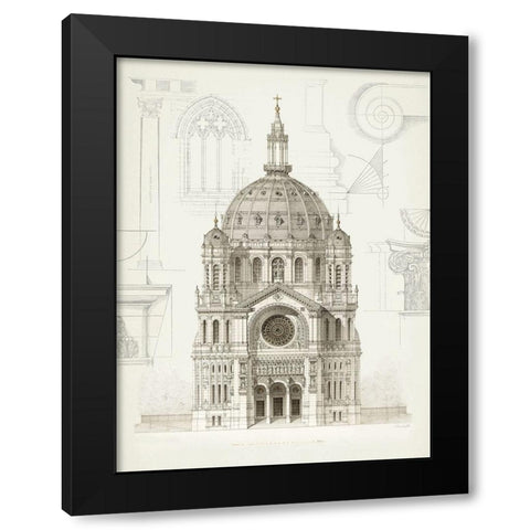 Rose Window Gothic Black Modern Wood Framed Art Print by James, Christopher