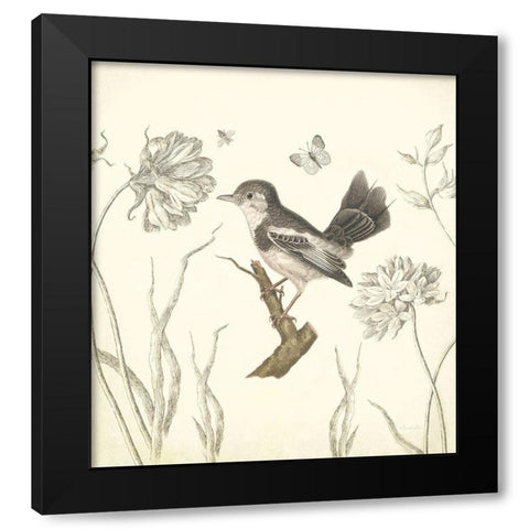 Botanical Song Bird 2 Black Modern Wood Framed Art Print with Double Matting by James, Christopher
