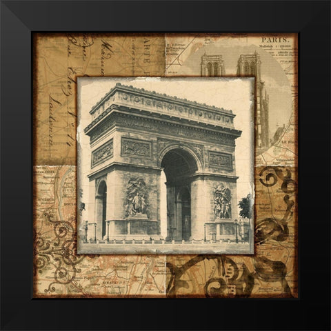 Paris Arch Black Modern Wood Framed Art Print by Studio Voltaire