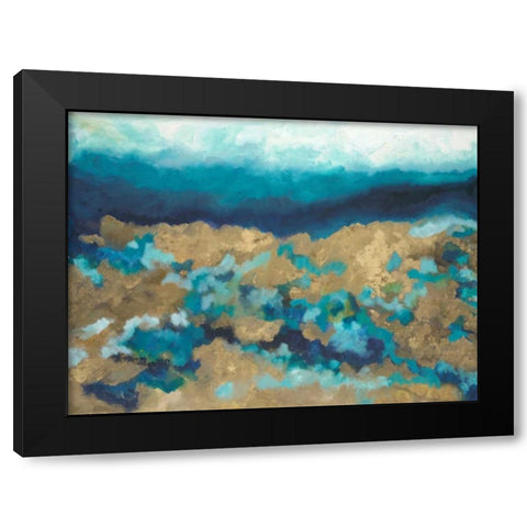 Shades of Blue Black Modern Wood Framed Art Print by Hutton