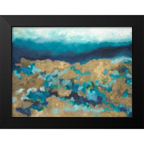 Shades of Blue Black Modern Wood Framed Art Print by Hutton