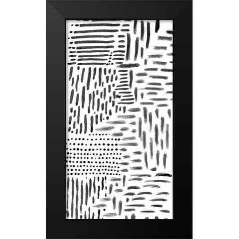 Black and White Marking 1 Black Modern Wood Framed Art Print by Hutton