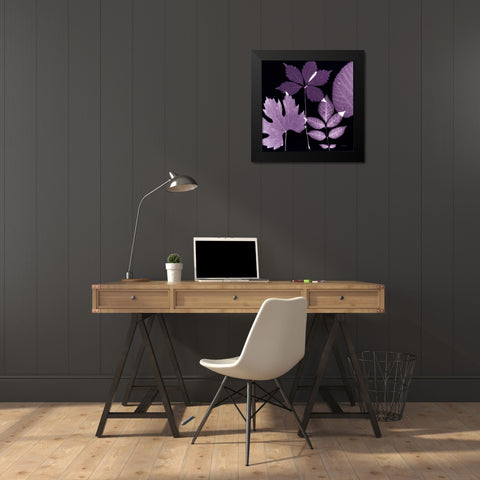 Plum Sunprint Leaves Black Modern Wood Framed Art Print by Zamudio, Dan