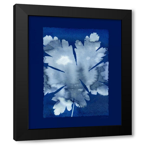 Cyanotype Leaf Black Modern Wood Framed Art Print with Double Matting by Zamudio, Dan
