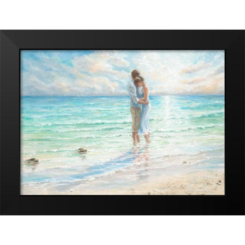 Seaside Embrace Black Modern Wood Framed Art Print by Wallis, Karen
