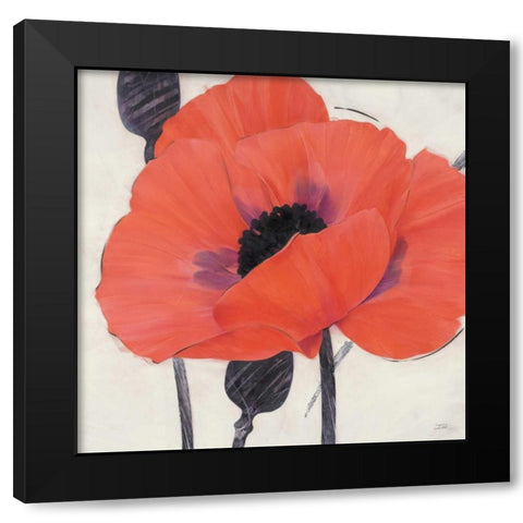 Exuberant Poppy Black Modern Wood Framed Art Print by Stoyanov, Ivo