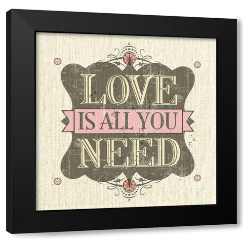 Burlap Love Black Modern Wood Framed Art Print with Double Matting by Trishpix