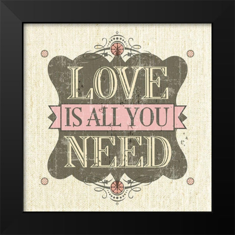 Burlap Love Black Modern Wood Framed Art Print by Trishpix