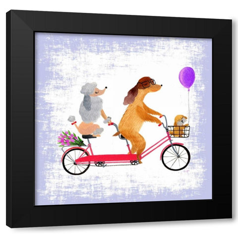 Barks and Bikes Black Modern Wood Framed Art Print by Lings Workshop