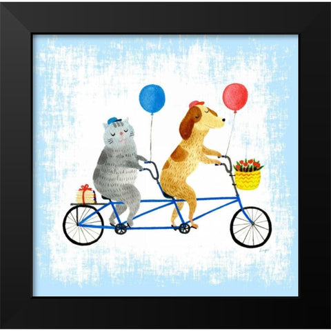 Bikes and Best Friends Black Modern Wood Framed Art Print by Lings Workshop