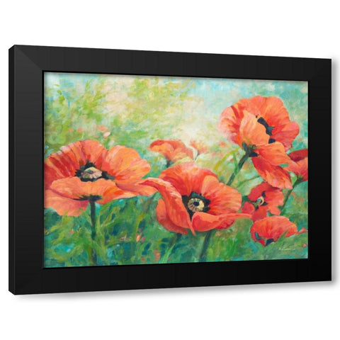 Red Poppies Black Modern Wood Framed Art Print by Kroeker, Wendy